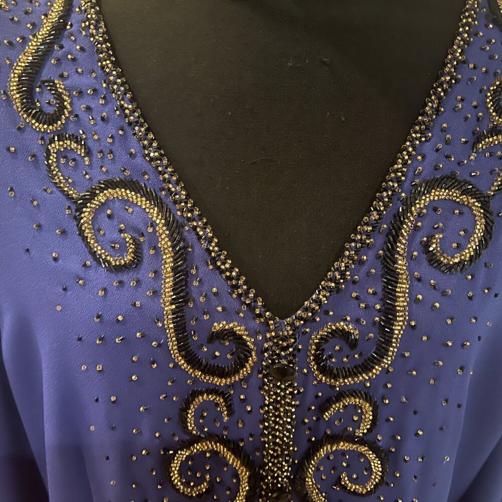 Formal Dress Black, Royal, beaded Size 14